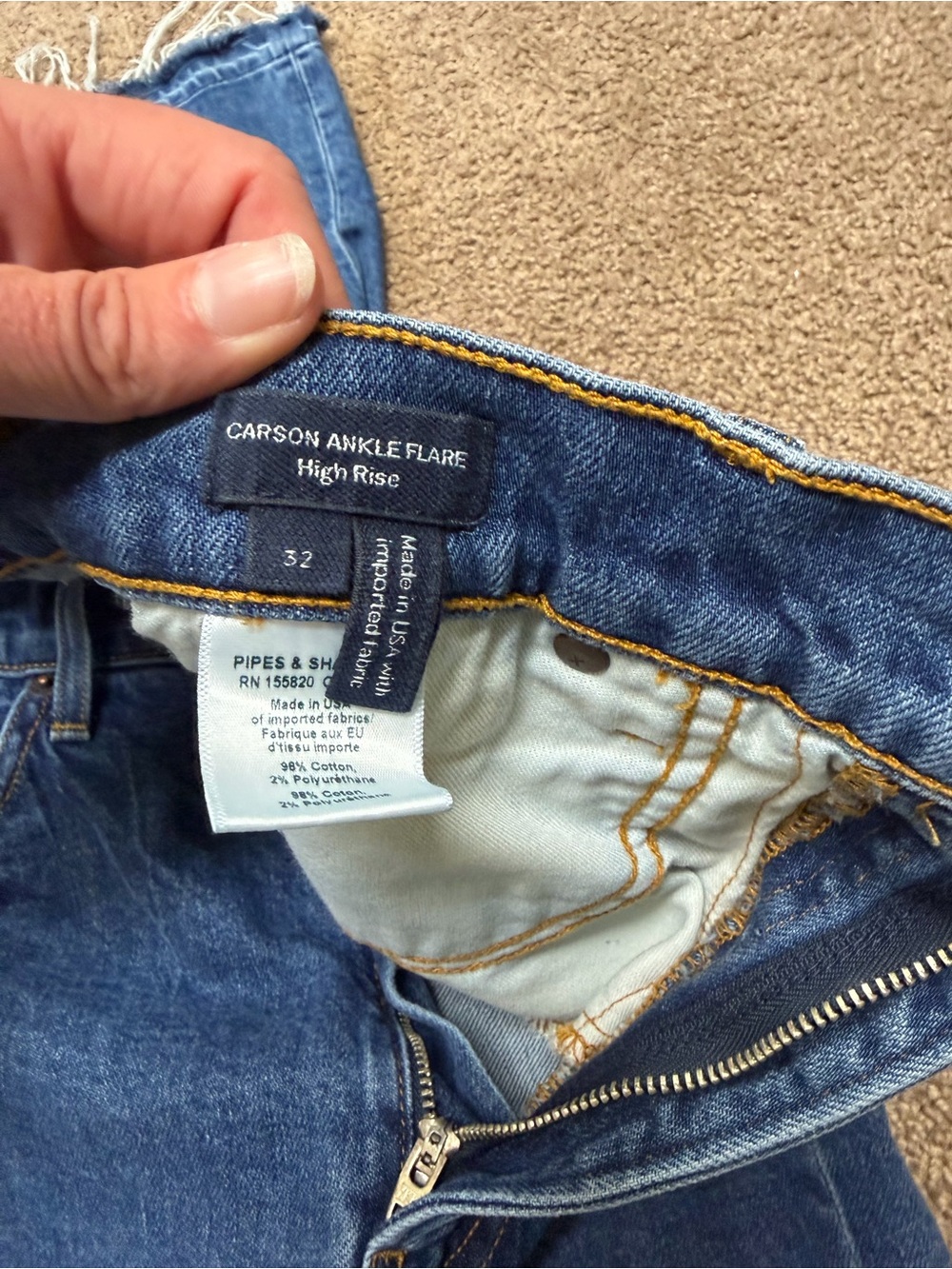Veronica Beard Blue Straight-Leg Jeans with Frayed Hem - Picture 4 of 5
